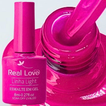 Esmalte em gel Real Love P123 Pink Neon Linha Light