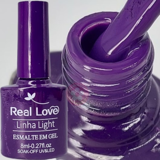 Esmalte em gel Real Love P130 Azul Lavanda Linha Light 8ml para unhas