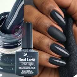 Esmalte em gel Real Love P201 Azul Verde Petróleo linha light 8ml