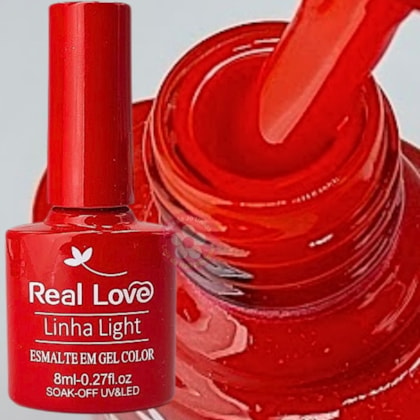 Esmalte em gel Real Love P42 Vermelho Alaranjado Linha Light