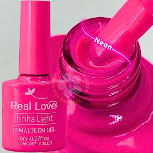 Esmalte em gel Real Love P73 Rosa pink vivo 8ml linha light 8ml para unhas