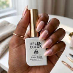 Esmalte em gel Renda com pigmento perolado rosa gold Conexão