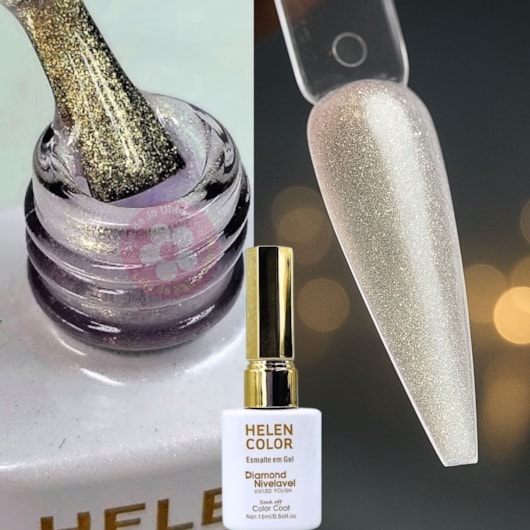 Esmalte em gel Renda Gold Diamond 15ml Helen Color para unhas