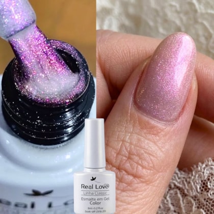 Esmalte em gel Renda perolado rosa Linha Classic 8ml Real Love 61