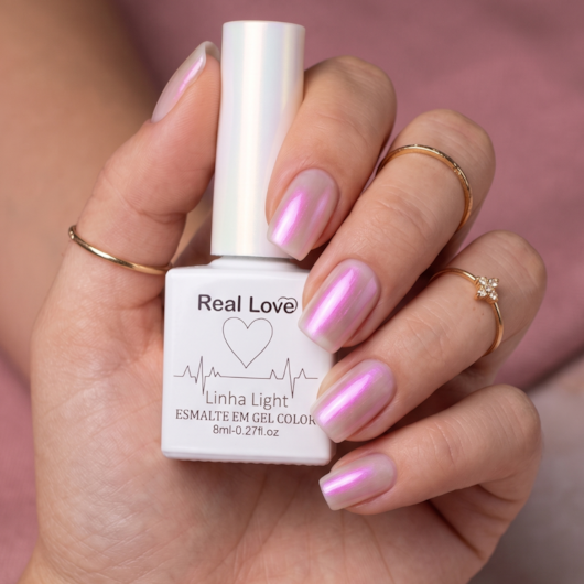 Esmalte em gel Renda Rosa Borboleta 186 Real Love 8ml para unhas