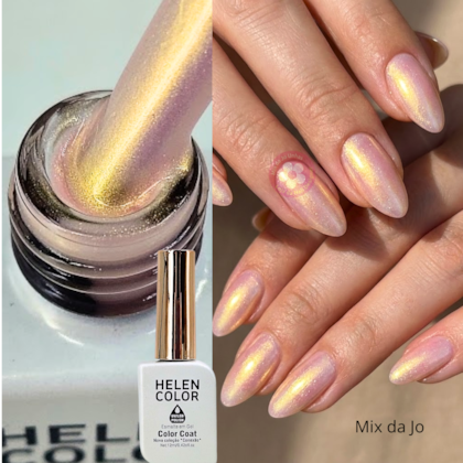 Esmalte em gel Renda Rosa com dourado glitter Helen Color 12ml Conexão 24