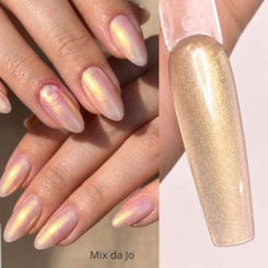 Esmalte em gel Renda Rosa com dourado glitter Helen Color 12ml Conexão 24