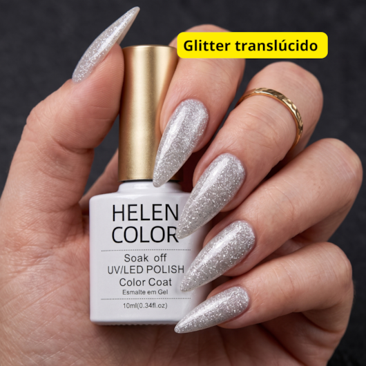 Esmalte em Gel Rendinha c/ Glitter 10ml Helen Color para unhas