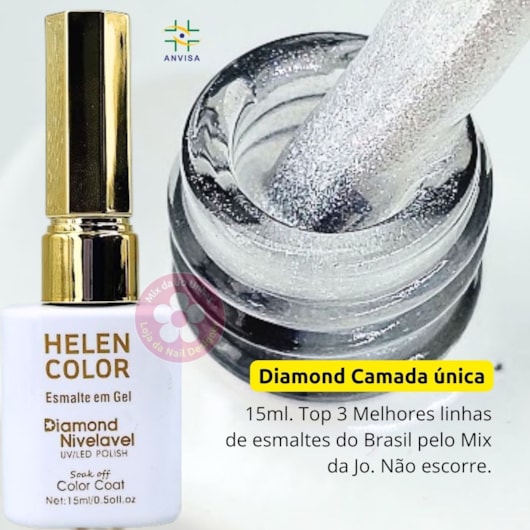 Esmalte em gel rendinha Glitter 73 Diamond 15ml Helen Color para unhas