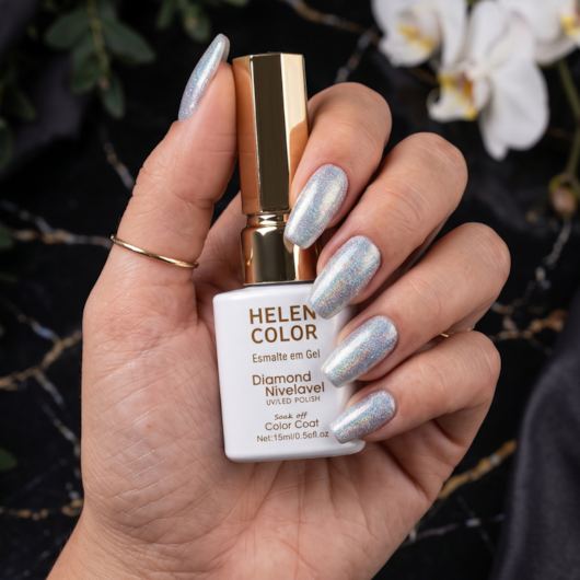 Esmalte em gel Rendinha Glitter Helen Color 15ml Diamond 73 para unhas