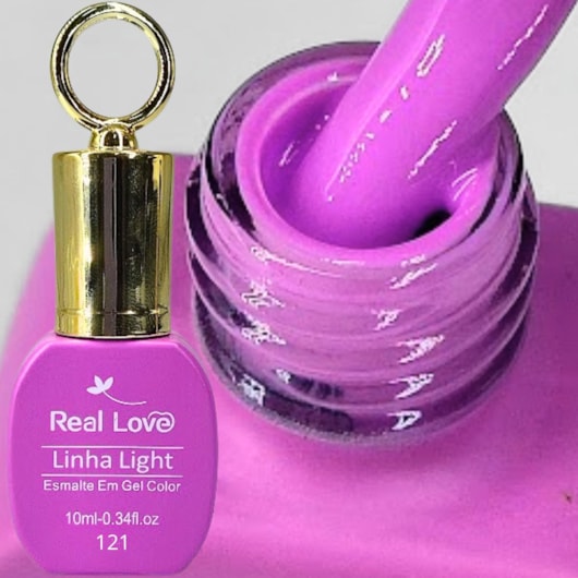 Esmalte em gel Rosa 121 10ml Real Love Chaveirinho para unhas