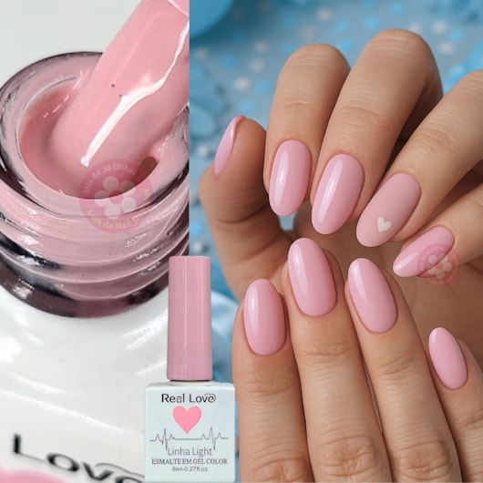 Esmalte em gel Rosa bebê Real Love 8ml Quadradinho 160 para unhas