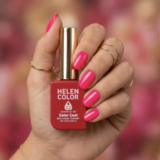 Esmalte em gel Rosa brilhante Helen Color 12ml Conexão 152 para unhas