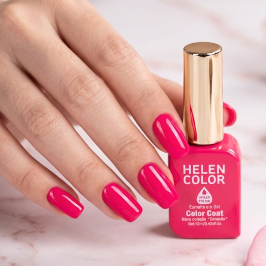Esmalte em gel Rosa Chiclet Helen Color 12ml Conexão 95 para unhas