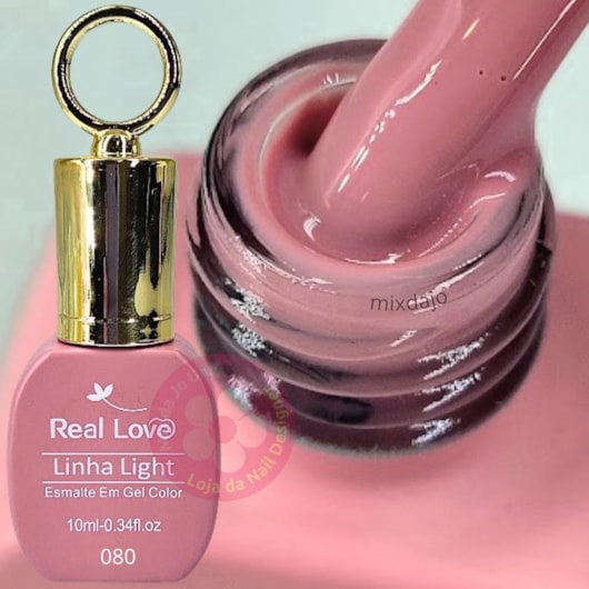 Esmalte em gel Rosa nude 080 10ml Real Love Chaveirinho para unhas