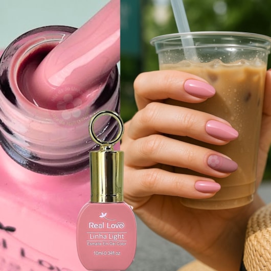 Esmalte em gel Rosa nude 10ml Real Love Chaveirinho para unhas