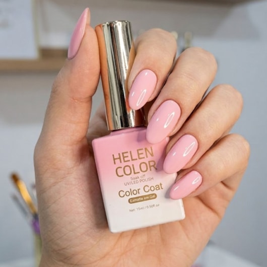 Esmalte Em Gel Rosa pastel candy Helen Color 15ml Soak Off para unhas