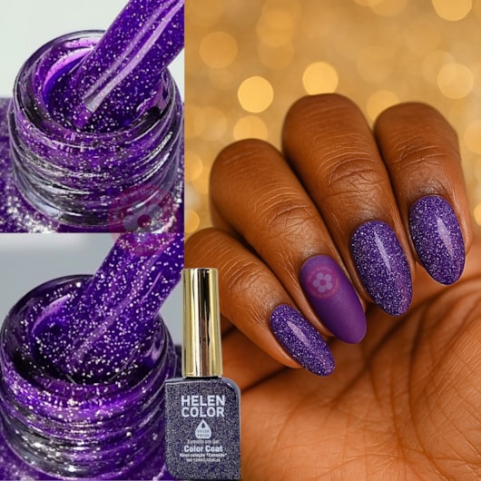 Esmalte em gel Roxo azulado Refletivo Conexão 12ml Helen Color 42 para unhas