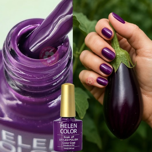 Esmalte em gel Roxo Berinjela Soak Off Helen Color 10ml 197 para unhas