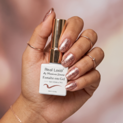 Esmalte em gel Sem TPO Rosa Glitter 34 Manicure Sincera 10ml