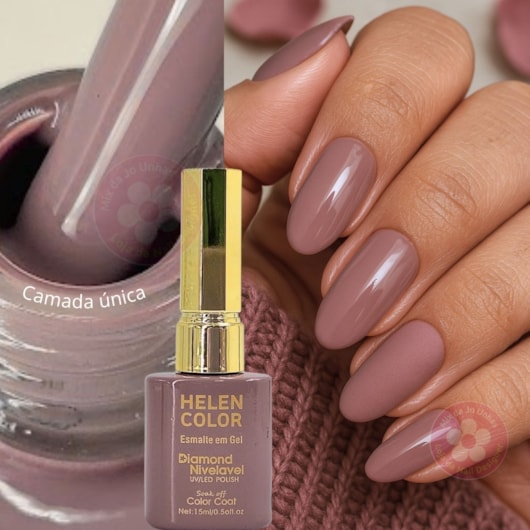 Esmalte em gel Taupe rosado Helen Color 15ml Diamond 52 para unhas