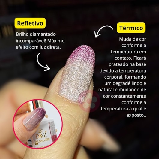 Esmalte em Gel Térmico Refletivo D&Z 10ml - Cor: 03 Lilás para unhas