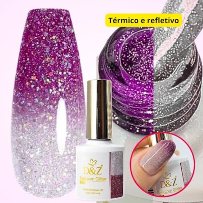 Esmalte em Gel Térmico Refletivo D&Z 10ml - Cor: 05 Pink Roxo