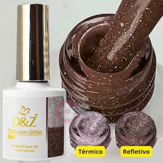 Esmalte em Gel Térmico Refletivo D&Z 10ml - Cor: 06 Marrom para unhas