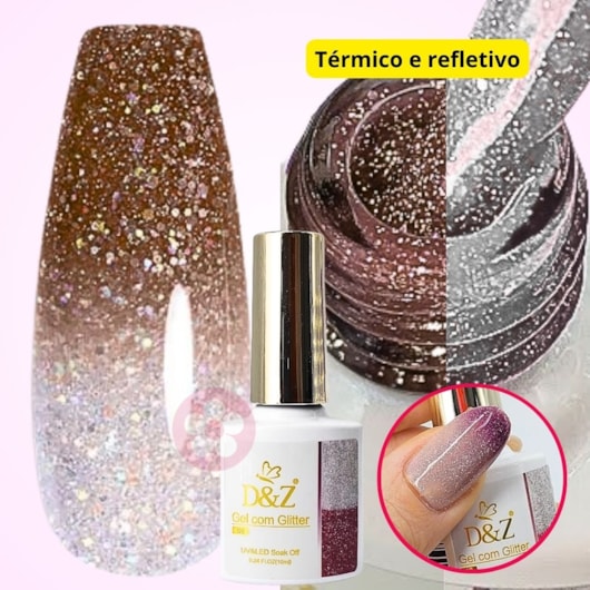 Esmalte em Gel Térmico Refletivo D&Z 10ml - Cor: 06 Marrom para unhas