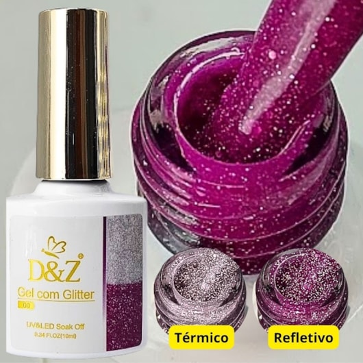 Esmalte em Gel Térmico Refletivo D&Z 10ml - Cor: 09 Magenta para unhas