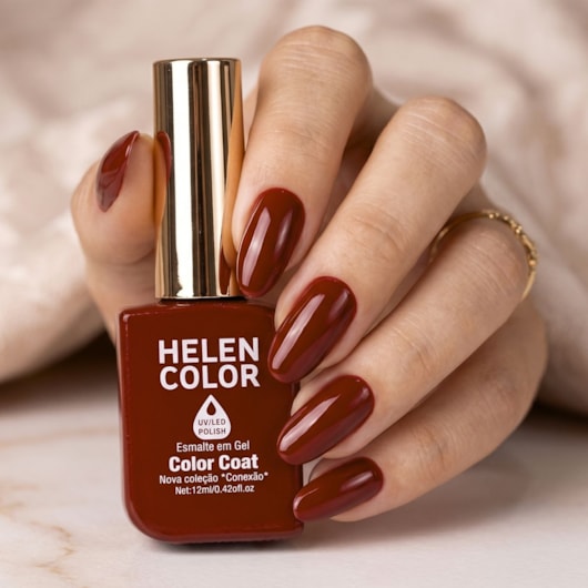 Esmalte em gel Terracotta Bordô Helen Color 12ml Conexão 195 para unhas