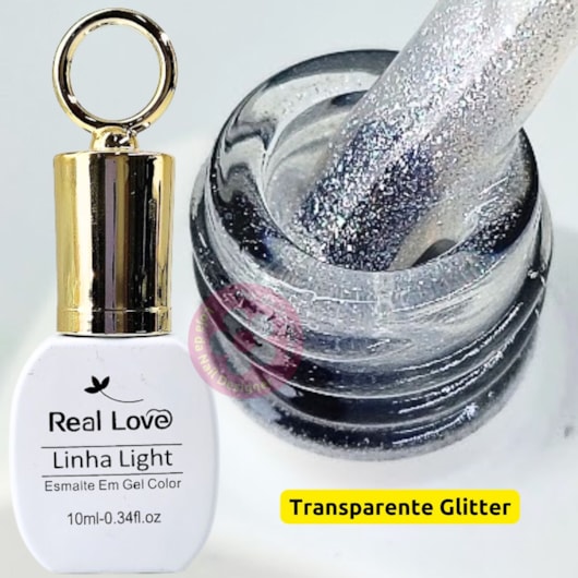 Esmalte em gel Transparente com brilho 150 10ml Real Love Chaveirinho para unhas