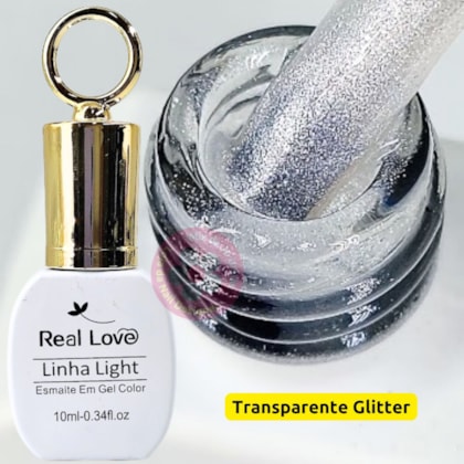 Esmalte em gel transparente com brilho ultra fino 89 10ml Real Love Chaveirinho