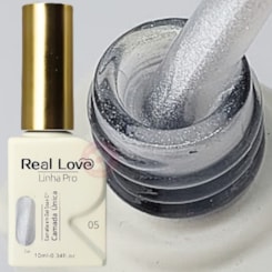 Esmalte em gel transparente glitter branco 02 Linha PRO Real Love Esmalte em gel transparente glitter branco 02 Linha PRO Real Love