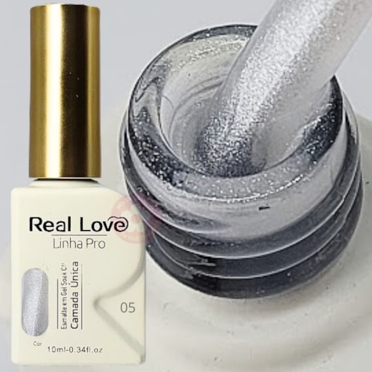 Esmalte em gel transparente glitter branco 02 Linha PRO Real Love para unhas