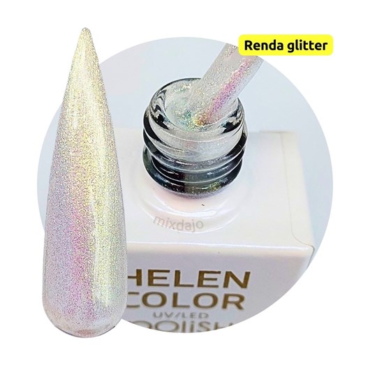 Esmalte em gel Transparente Glitter Furta cor 15ml Helen Color para unhas