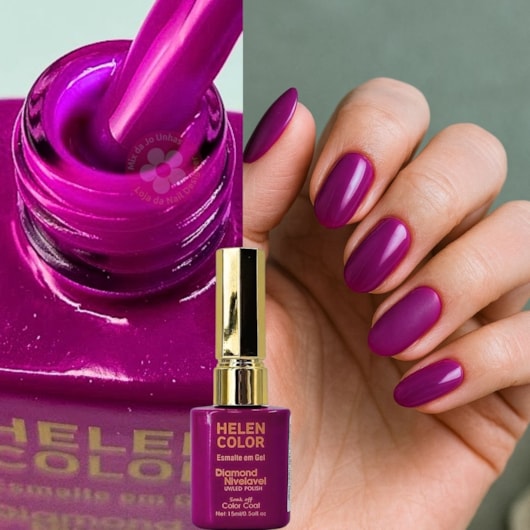 Esmalte em gel Uva Púrpura efeito vitral Diamond 15ml Helen Color para unhas