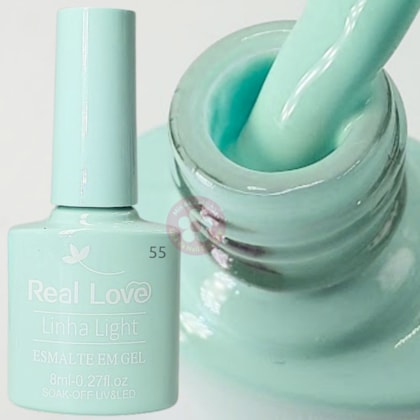 Esmalte em gel Verde bebê 8ml Real Love P55 Linha Light