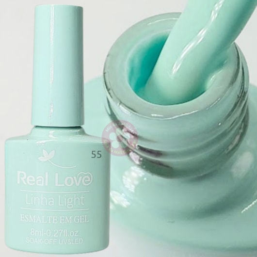 Esmalte em gel Verde bebê 8ml Real Love P55 Linha Light para unhas