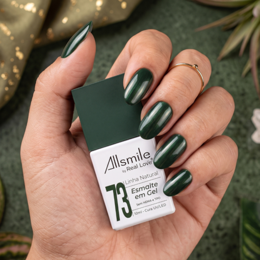 Esmalte em gel Verde Escuro Sem TPO AllSmile Real Love 73 para unhas