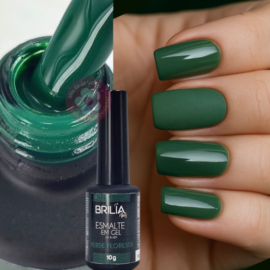 Esmalte em gel Verde Floresta Brilia 10g para unhas