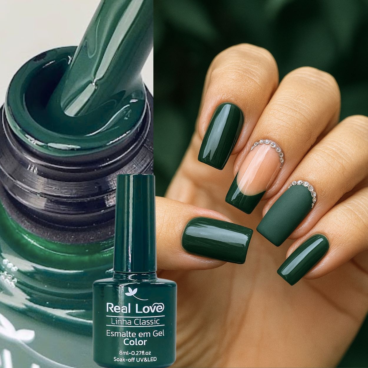 Esmalte em gel Verde Selva Real Love Linha Classic 8ml 034 | Mix da Jo