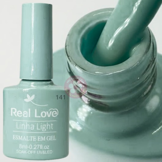 Esmalte em gel Verde Vintage 8ml Real Love P141 Linha Light para unhas