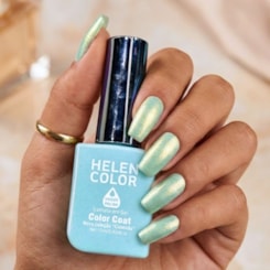 Esmalte em gel Verdinho com perolado dourado Helen Color 12ml Conexão