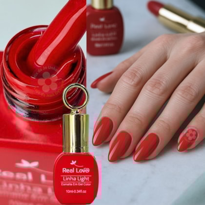 Esmalte em gel vermelho aberto 152 10ml Real Love Chaveirinho