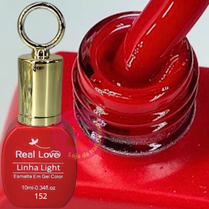 Esmalte em gel vermelho aberto 152 10ml Real Love Chaveirinho