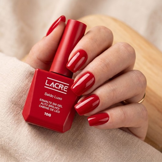 Esmalte em gel vermelho aberto Saldo Luxo Lacre 10g para unhas