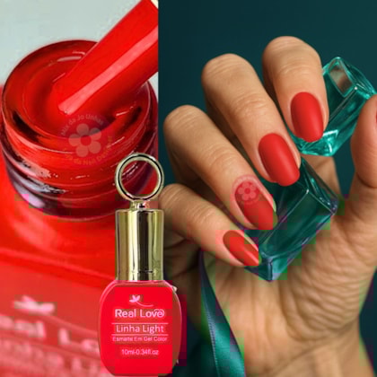 Esmalte em gel Vermelho alaranjado 151 10ml Real Love Chaveirinho