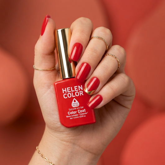 Esmalte em gel Vermelho Alaranjado Vivo Helen Color 12ml Conexão 110 para unhas