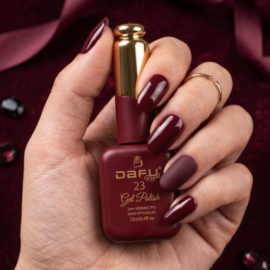 Esmalte em gel Vermelho Bordô 23 Dafu 12ml Infinito Glow para unhas
